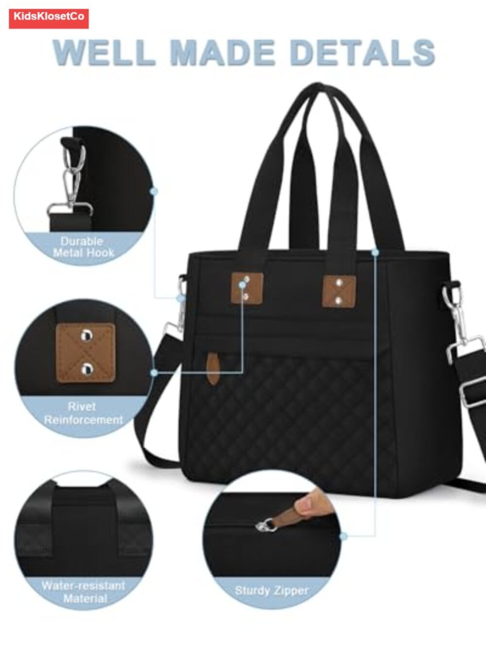Insulated Lunch Tote Bag with Adjustable Shoulder Strap - Polyester - Picture 5 of 6
